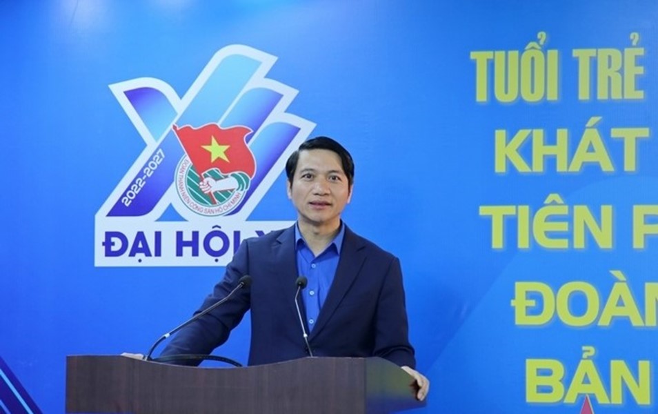 Đồng chí Nguyễn Ngọc Lương, Bí thư thường trực Trung ương Đoàn, Chủ tịch hội liên hiệp thanh niên Việt Nam phát biểu khai mạc